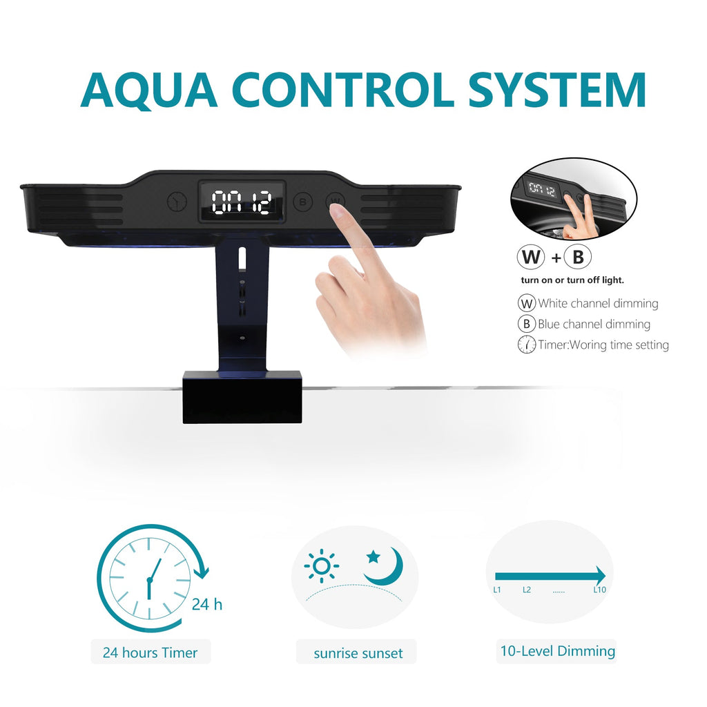 CTLite A036 35W IP65 built-in timer touch control LED aquarium light with 2 independent channels