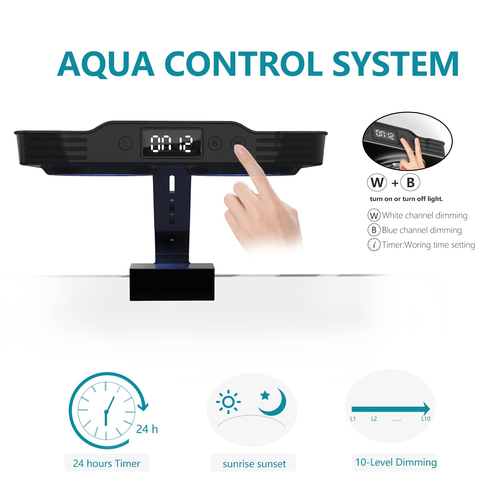 CTLite A036 35W IP65 built-in timer touch control LED aquarium light with 2 independent channels